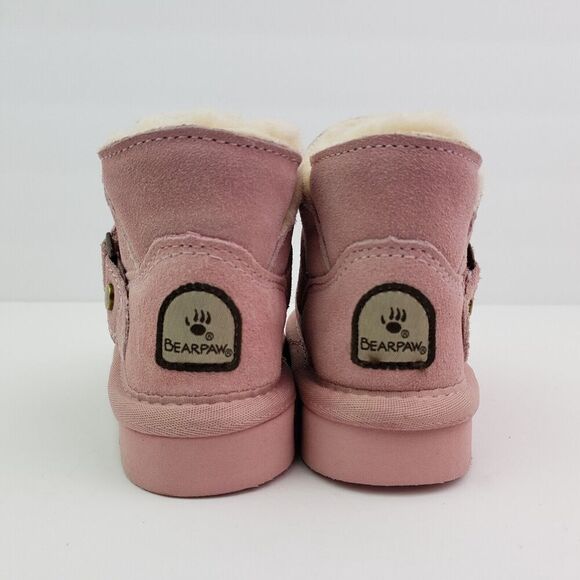 Bearpaw Haley Baby Toddler Girls Size 6 Pink Suede Pull On Wool Blend Boots - Picture 7 of 11